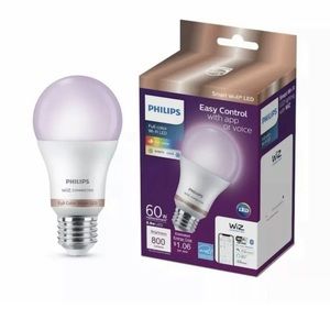 Philips 60W Smart Light Bulb Full Color Wi-Fi LED, Wiz Connected 800 Lumens